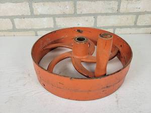 lot 364 image: Antique Cast Iron Pulley with Wood Handle