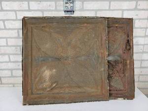 lot 397 image: (4) Antique Stamped Tin Ceiling Panels - 2 x 2 Each