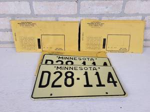 lot 408 image: (3) Pairs of NOS Vintage Sequential Minnesota Dealer License Plates in Original Envelopes