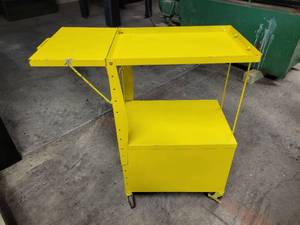Rolling Steel Cart with Folding Side Table
