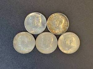 lot 469 image: (5) Kennedy US half Dollars - 90% Silver - All are 1964