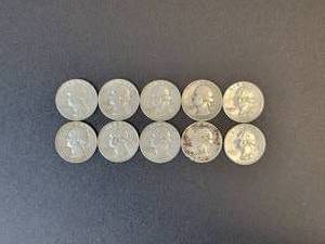 lot 467 image: (10) Washington US Quarter Dollars - 90% Silver - All are 1964 and Earlier