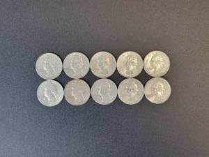 lot 464 image: (10) Washington US Quarter Dollars - 90% Silver - All are 1964 and Earlier