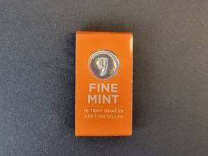 lot 462 image: 10 oz .999 Fine Silver Poured Bar - 9 Fine Mint