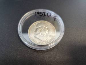 lot 422 image: 1952-D Franklin US Half Dollar - 90% Silver - Graded F