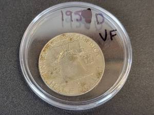 lot 419 image: 1954-D Franklin US Half Dollar - 90% Silver - Graded VF