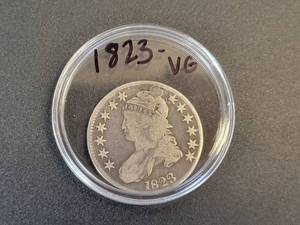 lot 415 image: 1823 Capped Bust US Half Dollar - 90% Silver - Graded VG