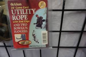 lot 82 image: 2 - Allen 20 Camo Utility Cord With 2 Screw In Hanger Hooks With Second 20 Cord