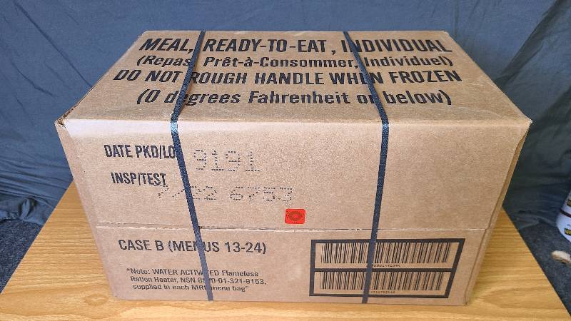 lot 366 image: MRE Meals Ready to Eat new in case Menu B