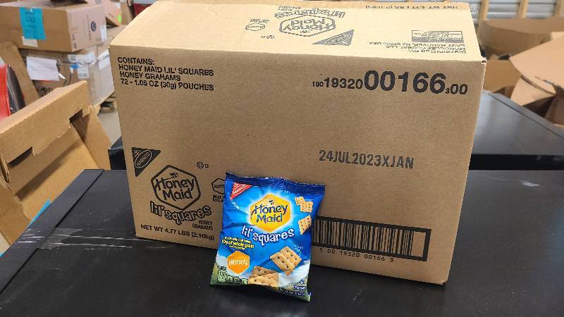 lot 345 image: Case of Honey Gram Snack Packs 72 in count