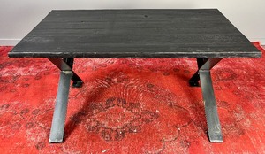 PIKKA DESIGN Reclaimed Elm Solid Wood Dining Table - Ebony