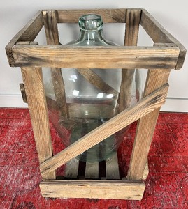 Glass Bordeaux Jug with Wooden Crate