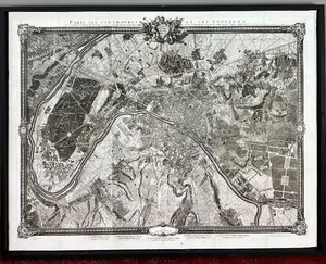 Antique Paris Reproduction Map Framed Art