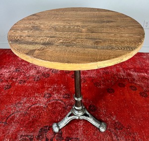Cast Iron Side Table with Reclaimed Pine Top