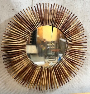 Large Reclaimed Rolling Pins Wood Mirror - Damaged Mirror