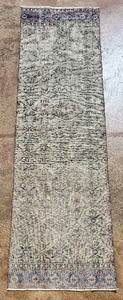 Vintage Hand Knotted Wool Turkish Runner Rug