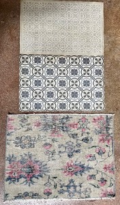 Vintage Hand Knotted Wool Turkish Rug and Two Mats