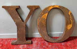 Dimensional Rusted Decor Letters - YO
