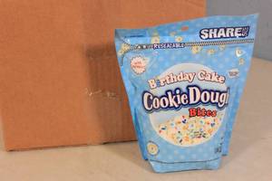 lot 23 image: 8ct Birthday Cake Cookie Dough Bites Egg Free Recipe Share Size Resealable Bag Best By 623