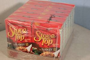 lot 57 image: 12-Pack Stove Top Turkey Stuffing Mix with Real Turkey Broth