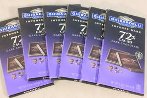 lot 200 image: 6ct Ghiradelli Intense Dark 72% Cacao Dark Chocolate