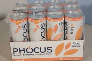 lot 2 image: Phocus Naturally Energizing Sparkling Water 12-Pack Peach Flavor
