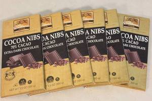lot 187 image: 6ct Four Brothers Premium Belgian Chocolate Bar 70% Cacao Extra Dark