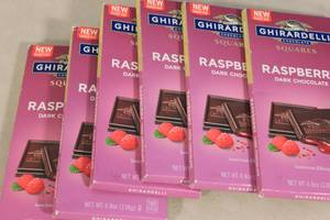 lot 201 image: 6ct Ghiradelli Intense Dark Raspberry Dark Chocolate