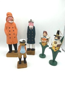 Set of 5 Wood Carved Figurines