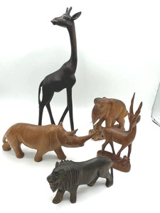 Five African Series Wood Carvings