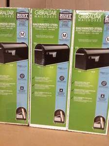 Lot of 3 Architectural Mailboxes Franklin Black, Medium, Steel, Post Mount Mailbox with Satin Nickel Handle   Customer Returns See Pictures