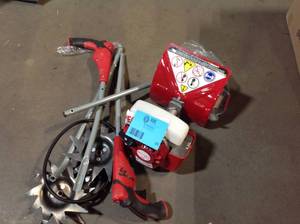 42.7CC Mini Tiller Culivator, 2 Stroke Powered Engine Garden Tiller Culivator Hand-Held Culivator for Garden Weeding  Customer Returns See Pictures