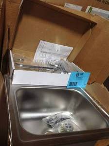 Elkay 15 in. Drop-in Single Bowl 20 Gauge Stainless Bar Sink with Faucet and Strainer Basket Customer Returns See Pictures