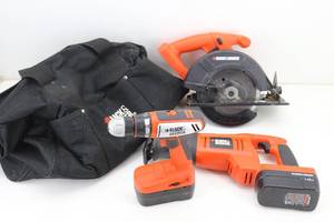 Black & Decker 18v Drill, Sawzall & Skil Saw. No Charger