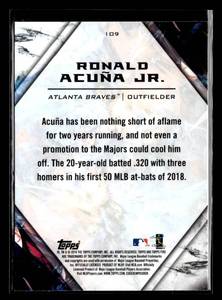 lot 12 image: 2018 Topps Fire Ronald Acuna Jr. Rookie Card #109