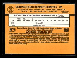 lot 13 image: 1989 Donruss Ken Griffey Jr. Rookie #33
