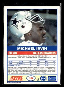 lot 33 image: 1989 Score Michael Irvin Rookie Card #18