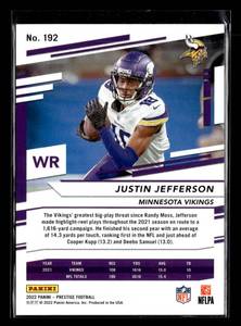 lot 39 image: 2022 Prestige Xtra Points Red Justin Jefferson #192 Serial #259449