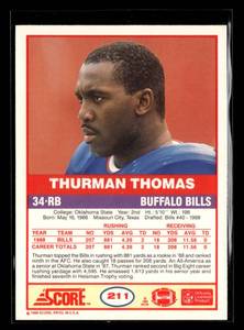 lot 42 image: 1989 Score Thurman Thomas Rookie Card #211