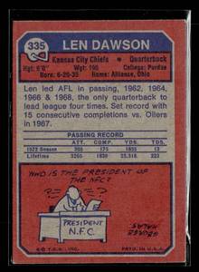 lot 62 image: 1973 Topps Len Dawson #335