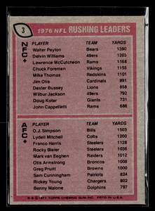 lot 67 image: 1977 Topps Rushing Leaders Walter Payton & OJ Simpson #3