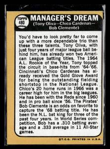 lot 82 image: 1968 Topps Managers Dream Bob Clemente Tony Oliva #480