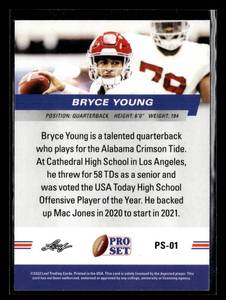 lot 89 image: 2022 Pro Set Bryce Young Rookie Card #PS-01