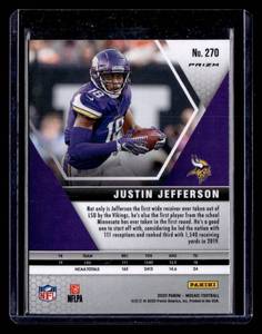 lot 101 image: 2020 Mosaic Silver Prizm Justin Jefferson Rookie Card #270