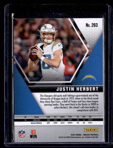 lot 108 image: 2020 Mosaic Justin Herbert Rookie Card #263