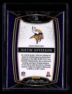 lot 109 image: 2020 Select Club Level Justin Jefferson Rookie Card #261