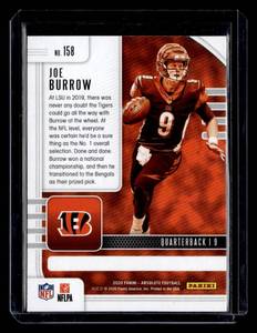 lot 111 image: 2020 Absolute Joe Burrow Rookie Card #158