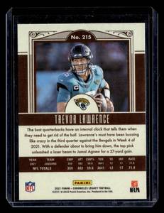 lot 114 image: 2021 Legacy Trevor Lawrence Rookie Card #215