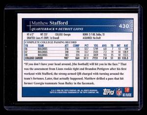 lot 118 image: 2009 Topps Matthew Stafford Rookie Card #430