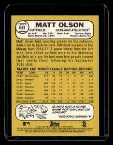 lot 129 image: 2017 Topps Heritage Matt Olson Rookie Card #681